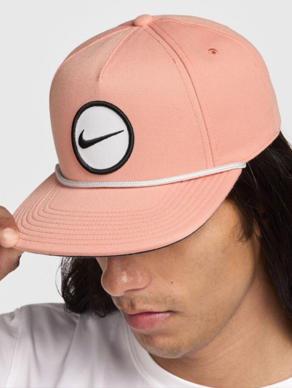 NWT Unisex Nike Pro Performanc Peach Pink Snapback Hat with White Rope Trim